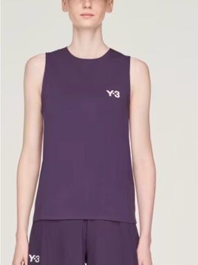 Y-3 Deep Purple Sleeveless Logo Tank Size S